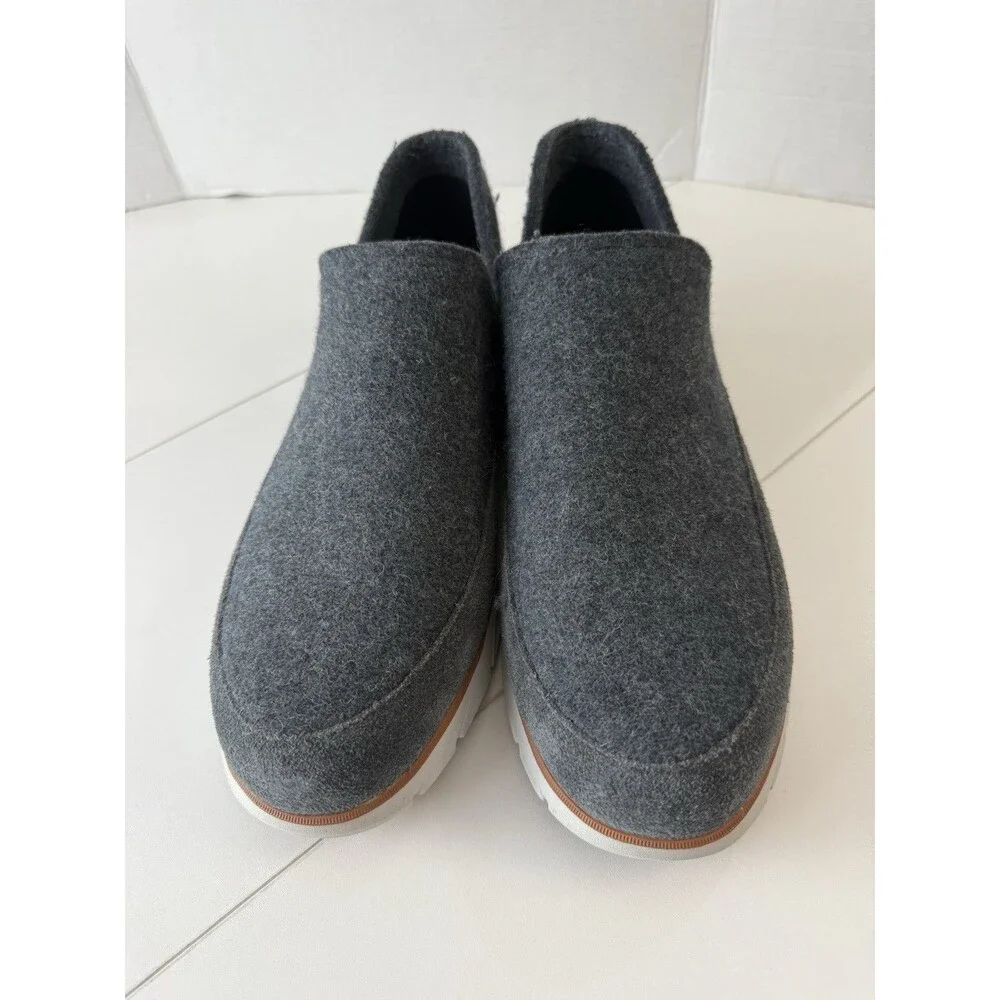 L.L.Bean Downeast Slip-Ons Men's Slippers Size 12 Gray Wool Lined Shoes 522894